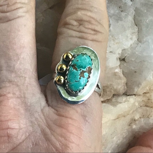 AUSTRALIAN VARISCITE 2-tone 925 sterling ring 8.5 - Picture 7 of 7